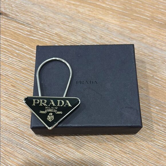 Prada Black and Silver Triangle Keychain - Picture 1 of 6
